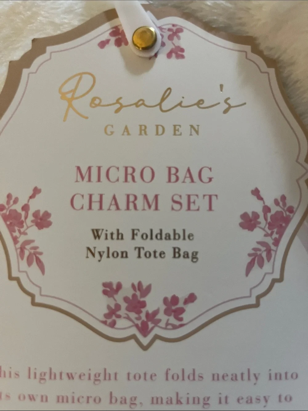 Pink Quilted Micro Tote Charm with Foldable Bag